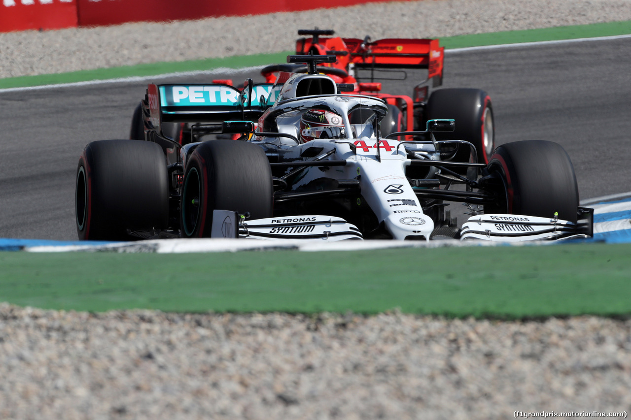 GP GERMANIA, 26.07.2019 - Prove Libere 1, Lewis Hamilton (GBR) Mercedes AMG F1 W10 e Sebastian Vettel (GER) Ferrari SF90