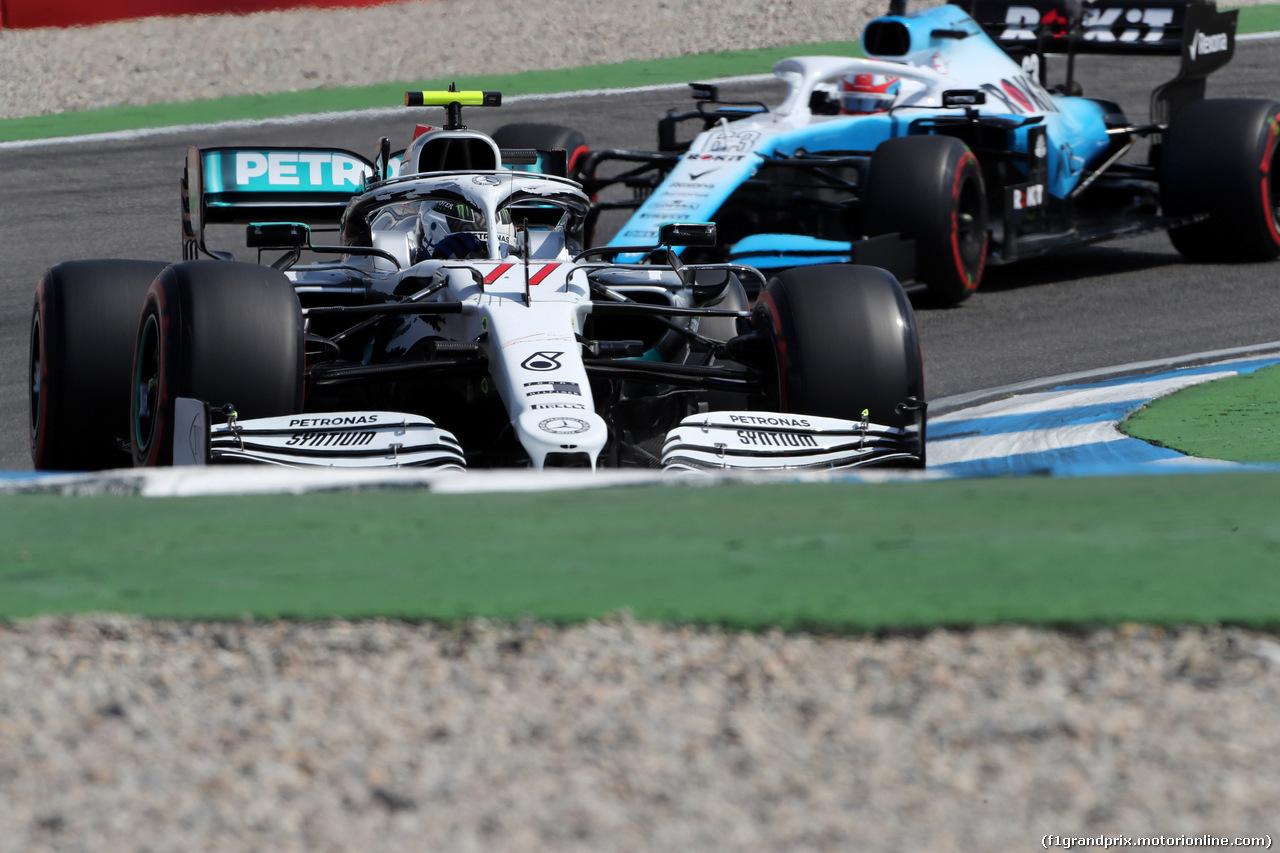 GP GERMANIA, 26.07.2019 - Prove Libere 1, Valtteri Bottas (FIN) Mercedes AMG F1 W010 e George Russell (GBR) Williams Racing FW42