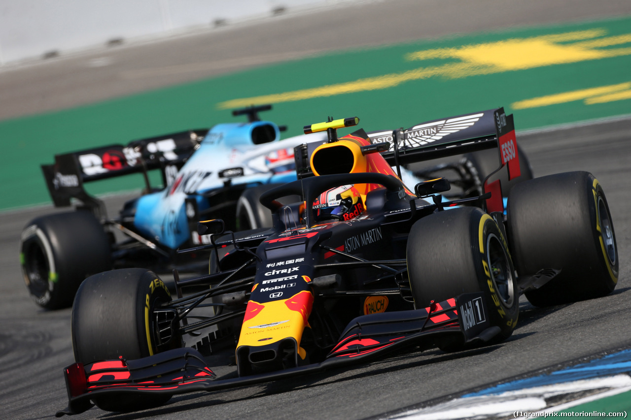 GP GERMANIA, 26.07.2019 - Prove Libere 2, Pierre Gasly (FRA) Red Bull Racing RB15 e George Russell (GBR) Williams Racing FW42