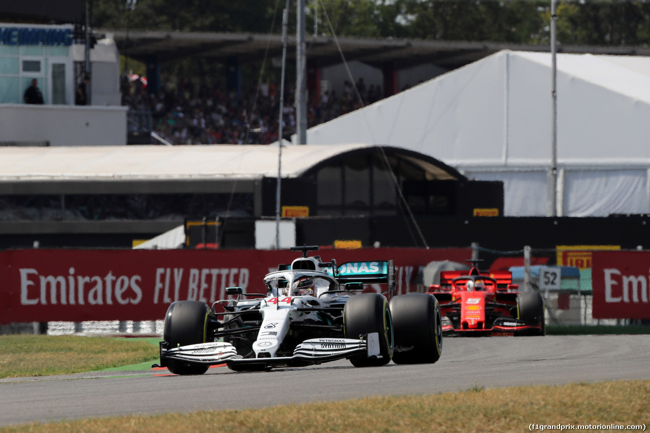 GP GERMANIA, 26.07.2019 - Prove Libere 2, Lewis Hamilton (GBR) Mercedes AMG F1 W10 davanti a Sebastian Vettel (GER) Ferrari SF90