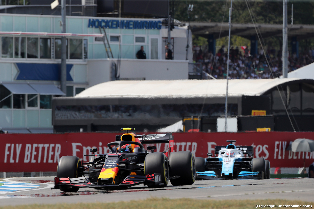 GP GERMANIA, 26.07.2019 - Prove Libere 2, Pierre Gasly (FRA) Red Bull Racing RB15  e George Russell (GBR) Williams Racing FW42