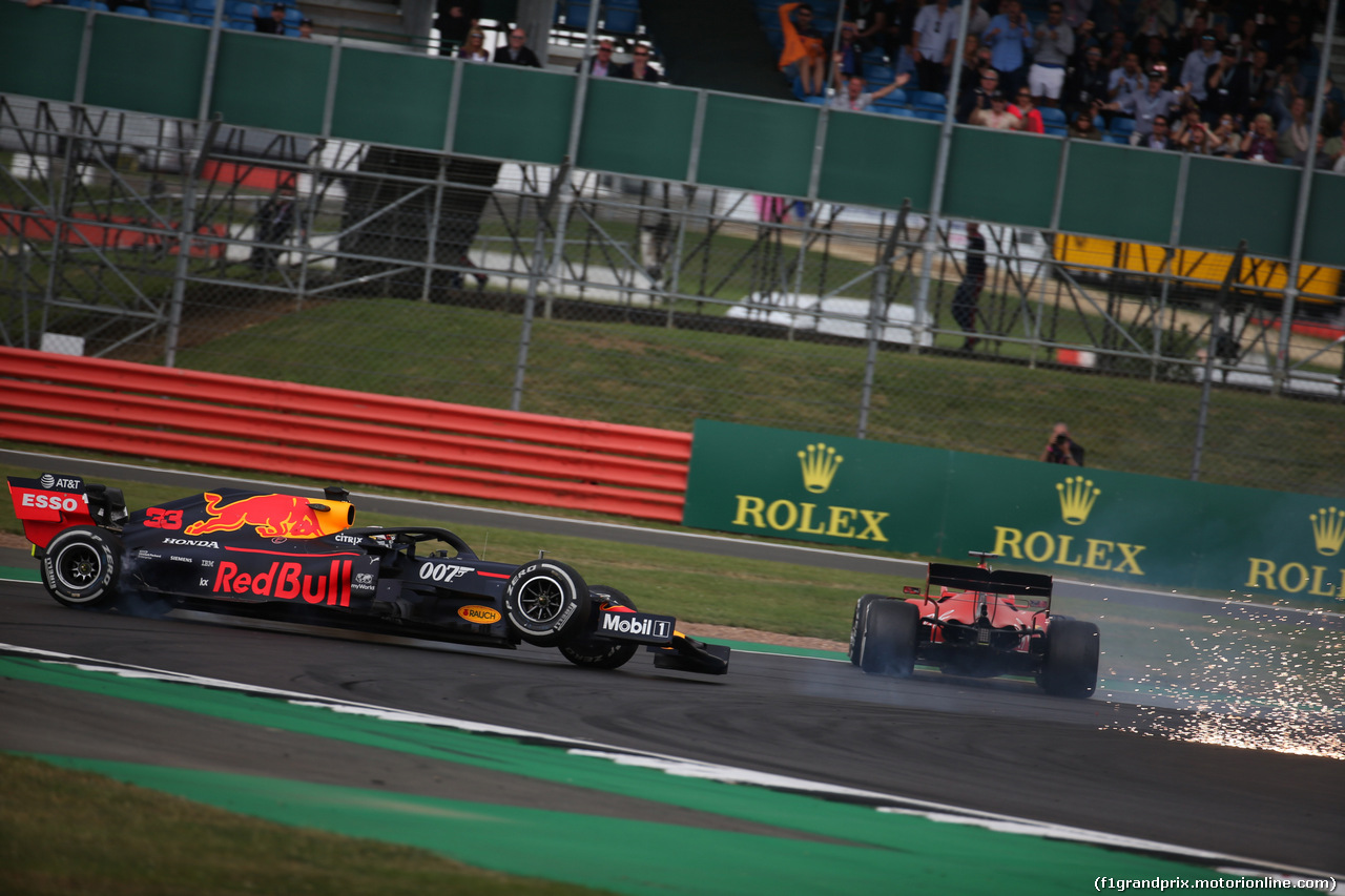 GP GRAN BRETAGNA, 14.07.2019- Gara,  Sebastian Vettel (GER) Ferrari SF90 crash with Max Verstappen (NED) Red Bull Racing RB15