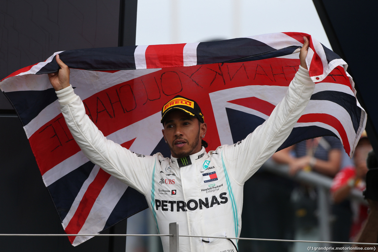 GP GRAN BRETAGNA, 14.07.2019- Parc ferme winner Lewis Hamilton (GBR) Mercedes AMG F1 W10 EQ Power