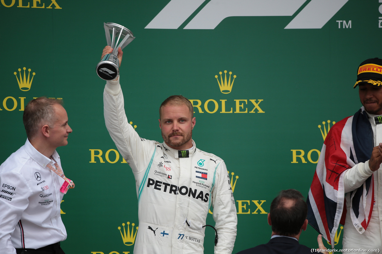 GP GRAN BRETAGNA, 14.07.2019- podium,  2nd place Valtteri Bottas (FIN) Mercedes AMG F1 W10 EQ Power,