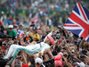 GP GRAN BRETAGNA, 14.07.2019- Lewis Hamilton (GBR) Mercedes AMG F1 W10 EQ Power celebrates his victory with the fans