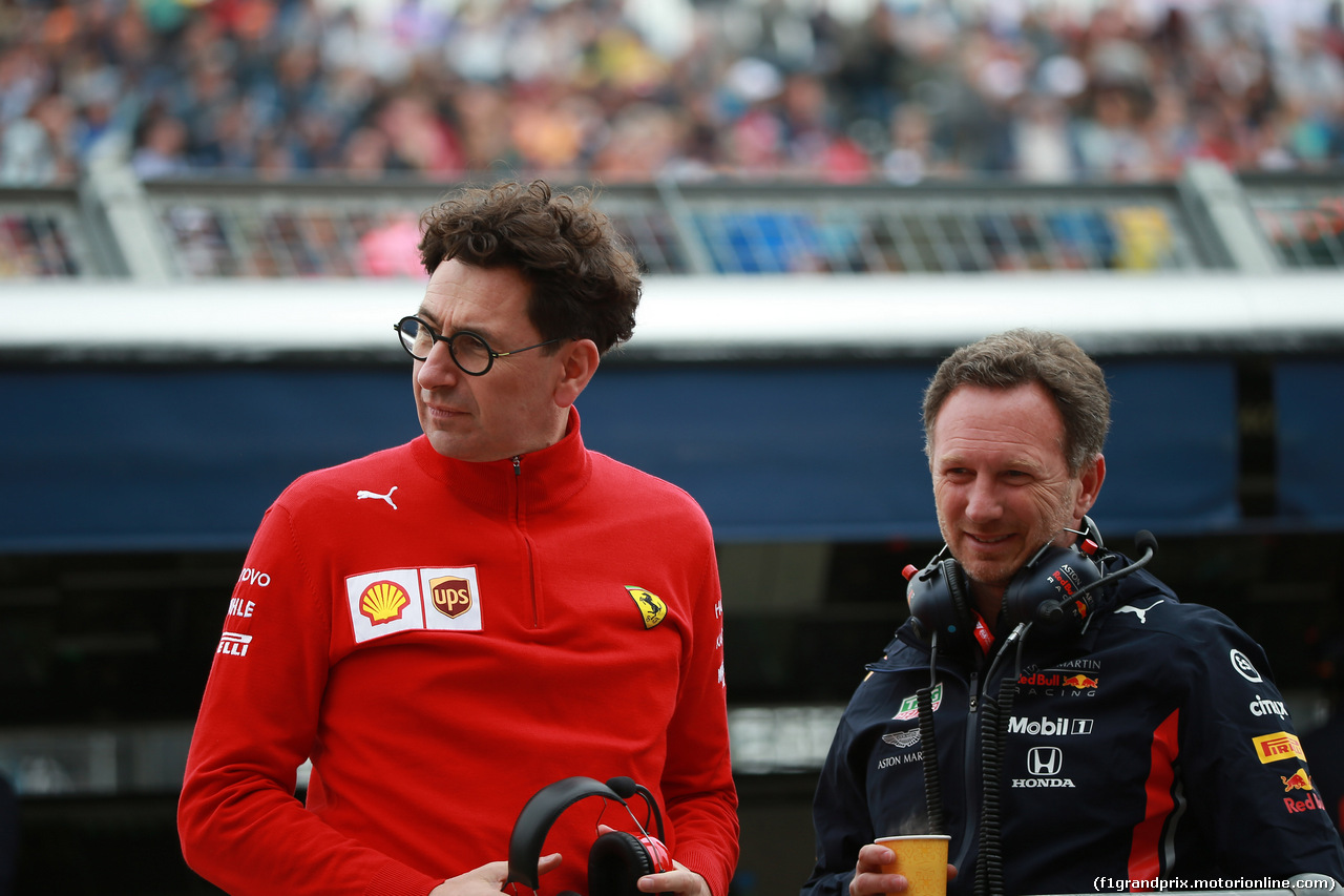 GP GRAN BRETAGNA, 13.07.2019- Free practice 3, Mattia Binotto (ITA) Ferrari Team Principal e Christian Horner (GBR), Red Bull Racing, Sporting Director