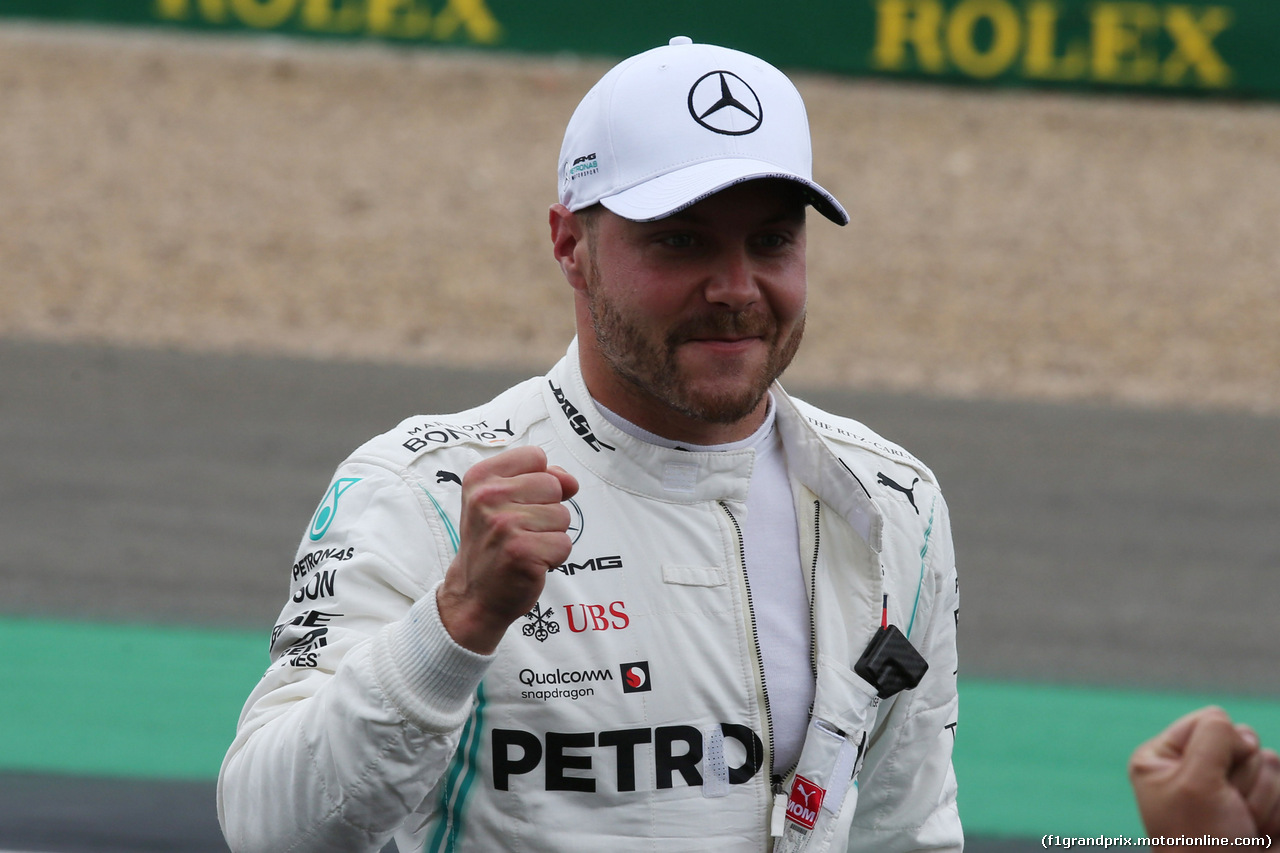 GP GRAN BRETAGNA, 13.07.2019- Qualifiche Festeggiamenti in parc fermee, Valtteri Bottas (FIN) Mercedes AMG F1 W10 EQ Power