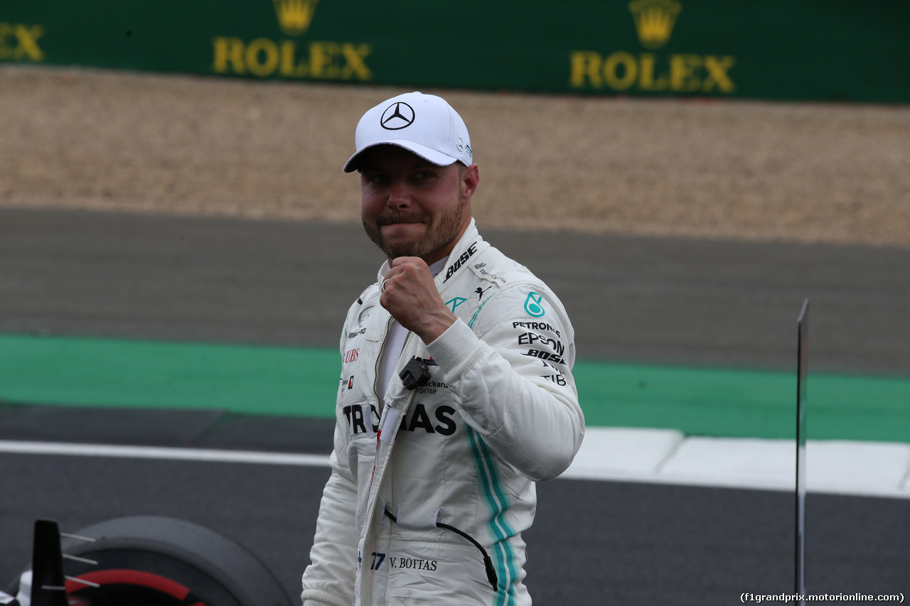 GP GRAN BRETAGNA, 13.07.2019- Qualifiche Festeggiamenti in parc fermee, Valtteri Bottas (FIN) Mercedes AMG F1 W10 EQ Power