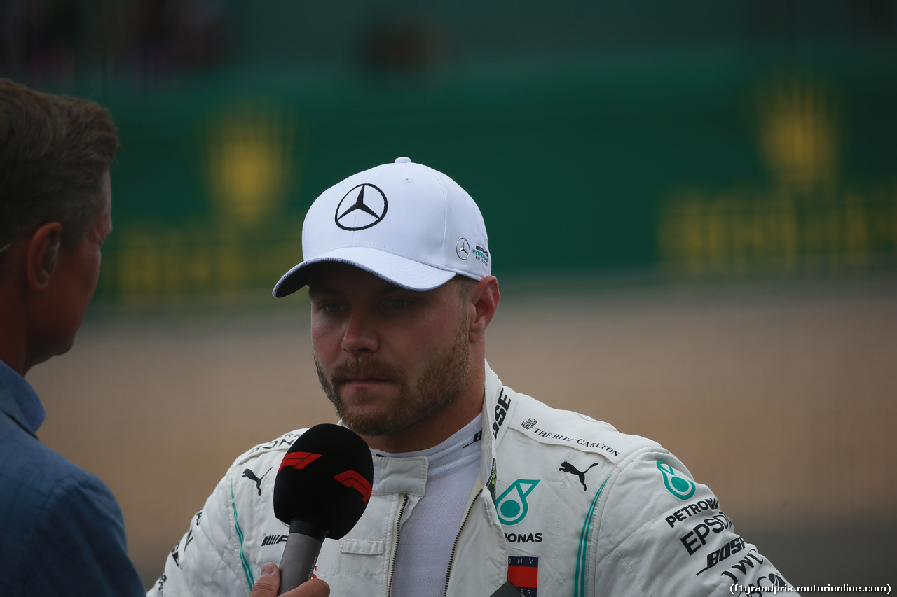 GP GRAN BRETAGNA, 13.07.2019- Qualifiche Parc ferme, Valtteri Bottas (FIN) Mercedes AMG F1 W10 EQ Power