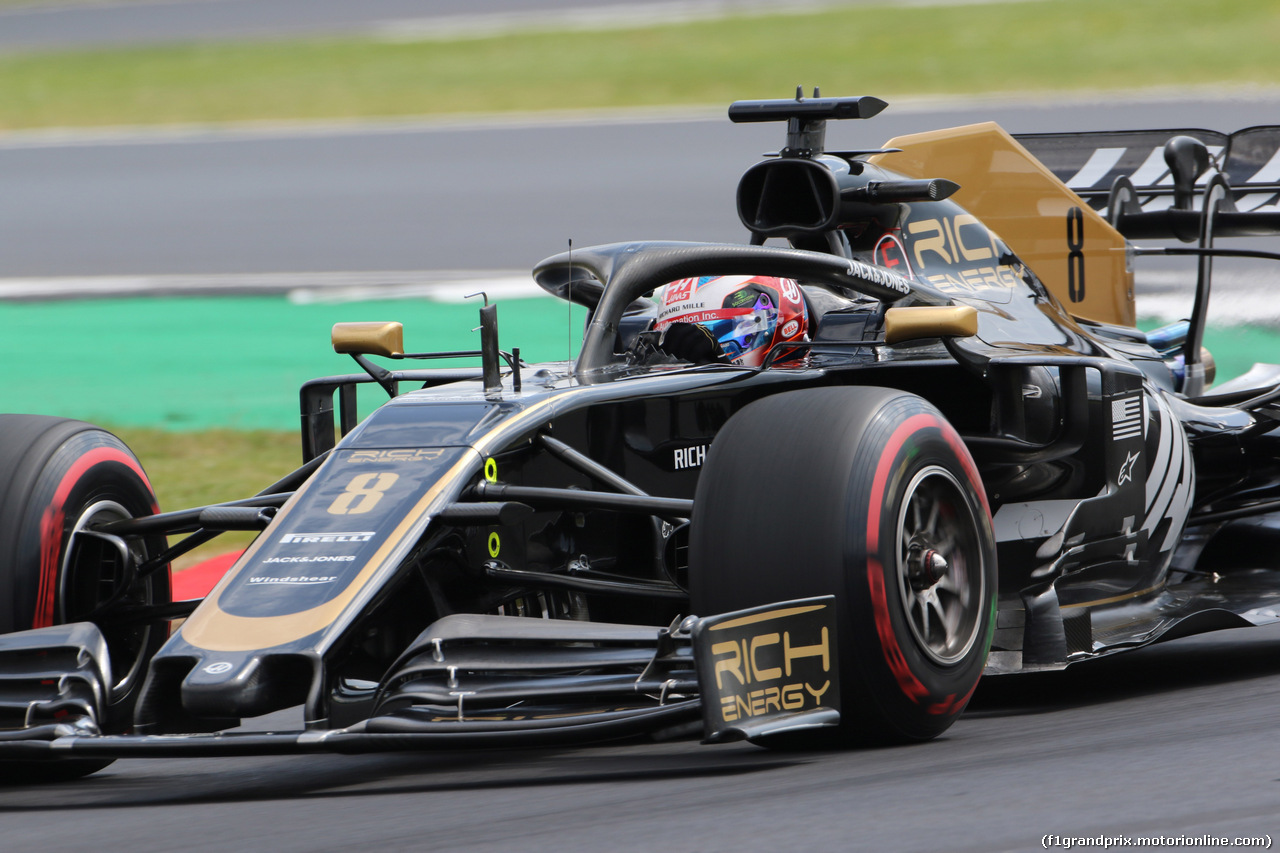 GP GRAN BRETAGNA, 12.07.2019- Prove Libere 1, Romain Grosjean (FRA) Haas F1 Team VF-19
