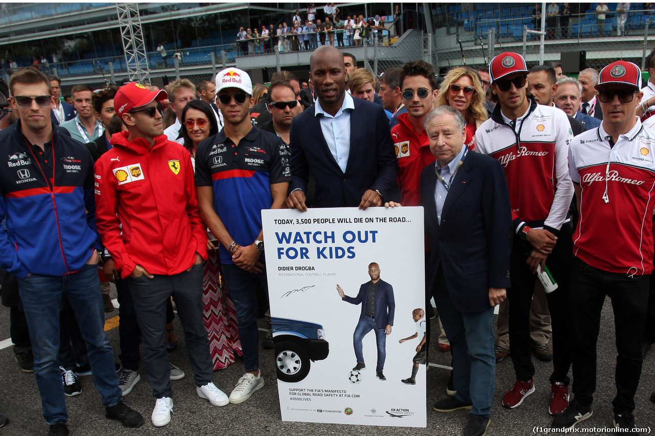 GP ITALIA, 08.09.2019 - Jean Todt (FRA), President FIA, Didier Drogba (FRA) e drivers.
