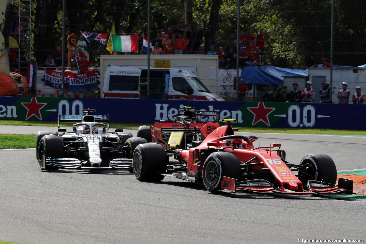 GP ITALIA, 08.09.2019 - Gara, Charles Leclerc (MON) Ferrari SF90 e Lewis Hamilton (GBR) Mercedes AMG F1 W10