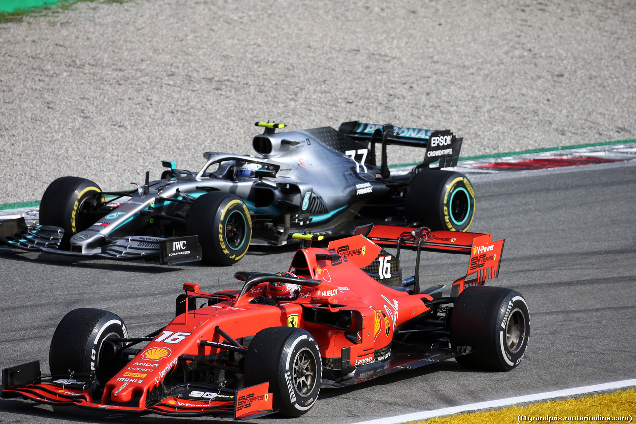 GP ITALIA, 08.09.2019 - Gara, Charles Leclerc (MON) Ferrari SF90 vincitore e 2nd place Valtteri Bottas (FIN) Mercedes AMG F1 W010