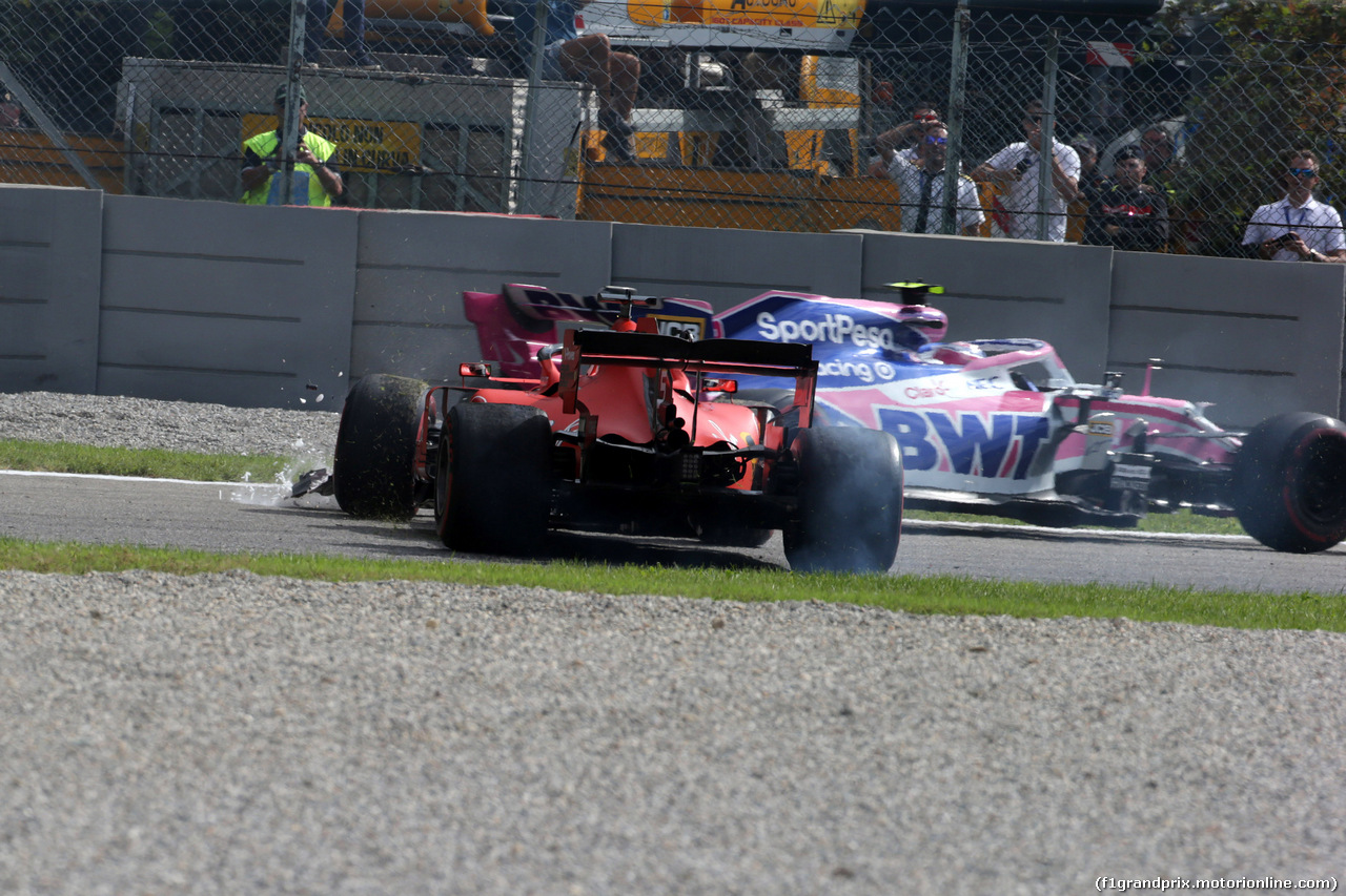 GP ITALIA, 08.09.2019 - Gara, Crash, Sebastian Vettel (GER) Ferrari SF90 e Lance Stroll (CDN) Racing Point F1 Team RP19