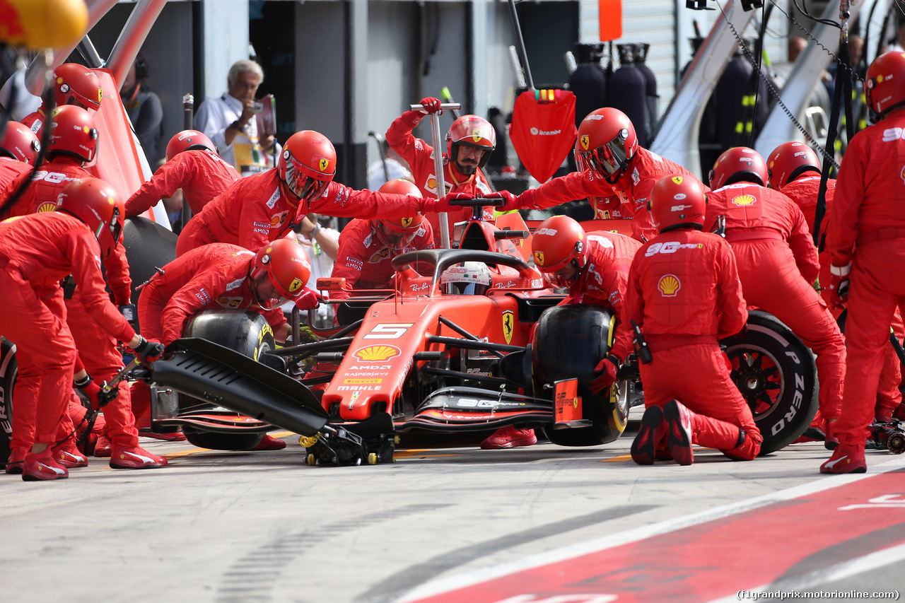 GP ITALIA, 08.09.2019 - Gara, Pit stop, Sebastian Vettel (GER) Ferrari SF90