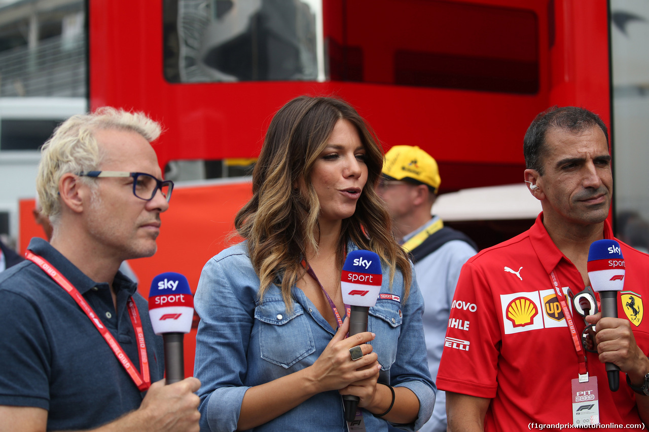 GP ITALIA, 07.09.2019 - Prove Libere 3, Jacques Villeneuve (CAN), Federica Masolin (ITA) Sky e Marc Gene (ESP), Test Driver Ferrari