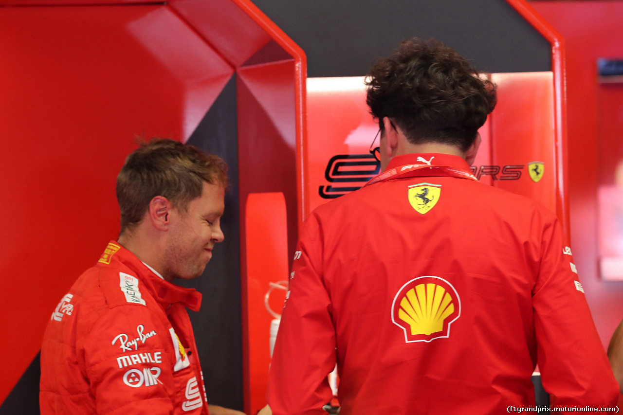 GP ITALIA, 07.09.2019 - Prove Libere 3, Sebastian Vettel (GER) Ferrari SF90 e Mattia Binotto (ITA) Ferrari Team Principal