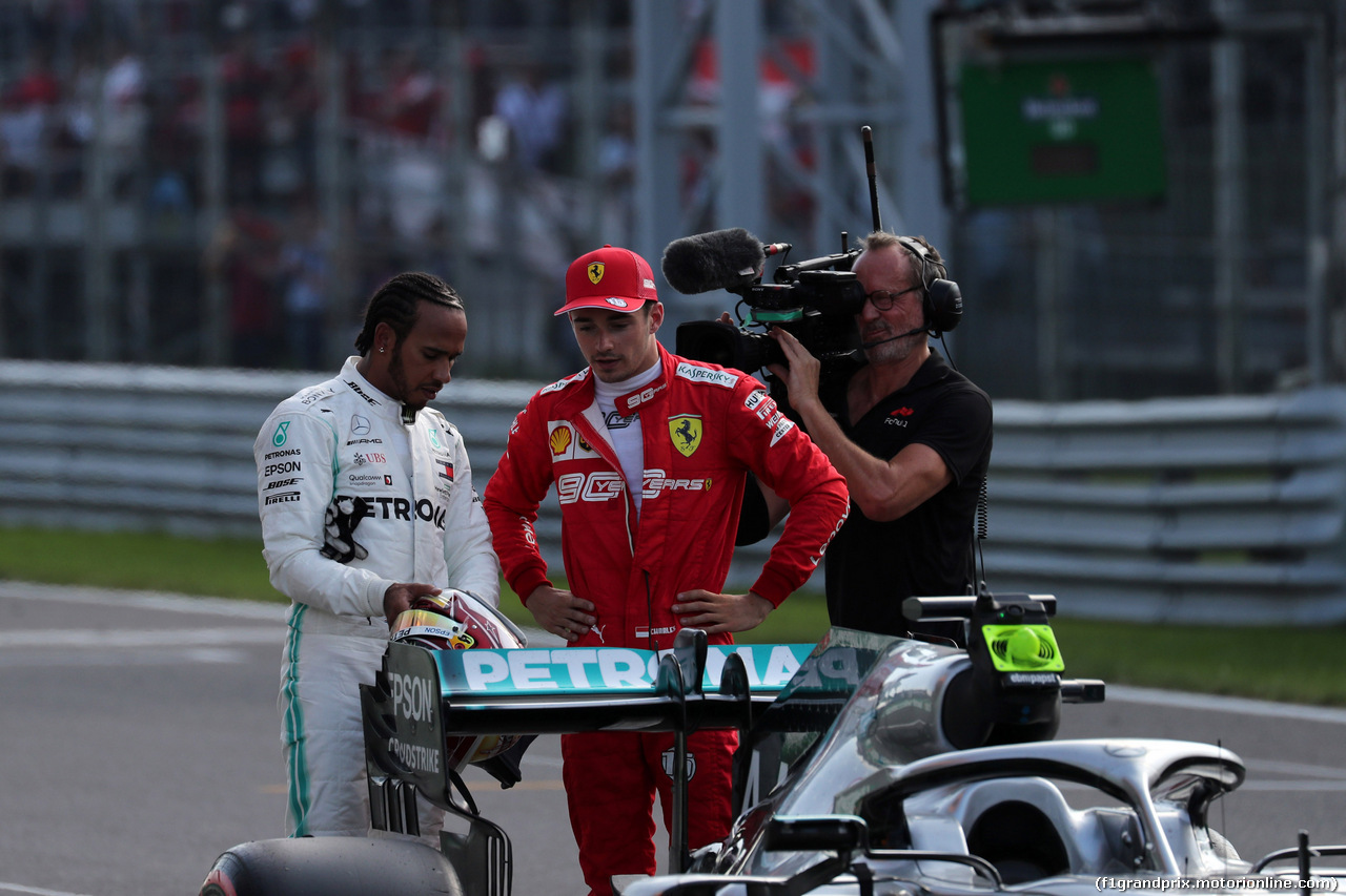 GP ITALIA, 07.09.2019 - Qualifiche, 2nd place Lewis Hamilton (GBR) Mercedes AMG F1 W10 e Charles Leclerc (MON) Ferrari SF90 pole position