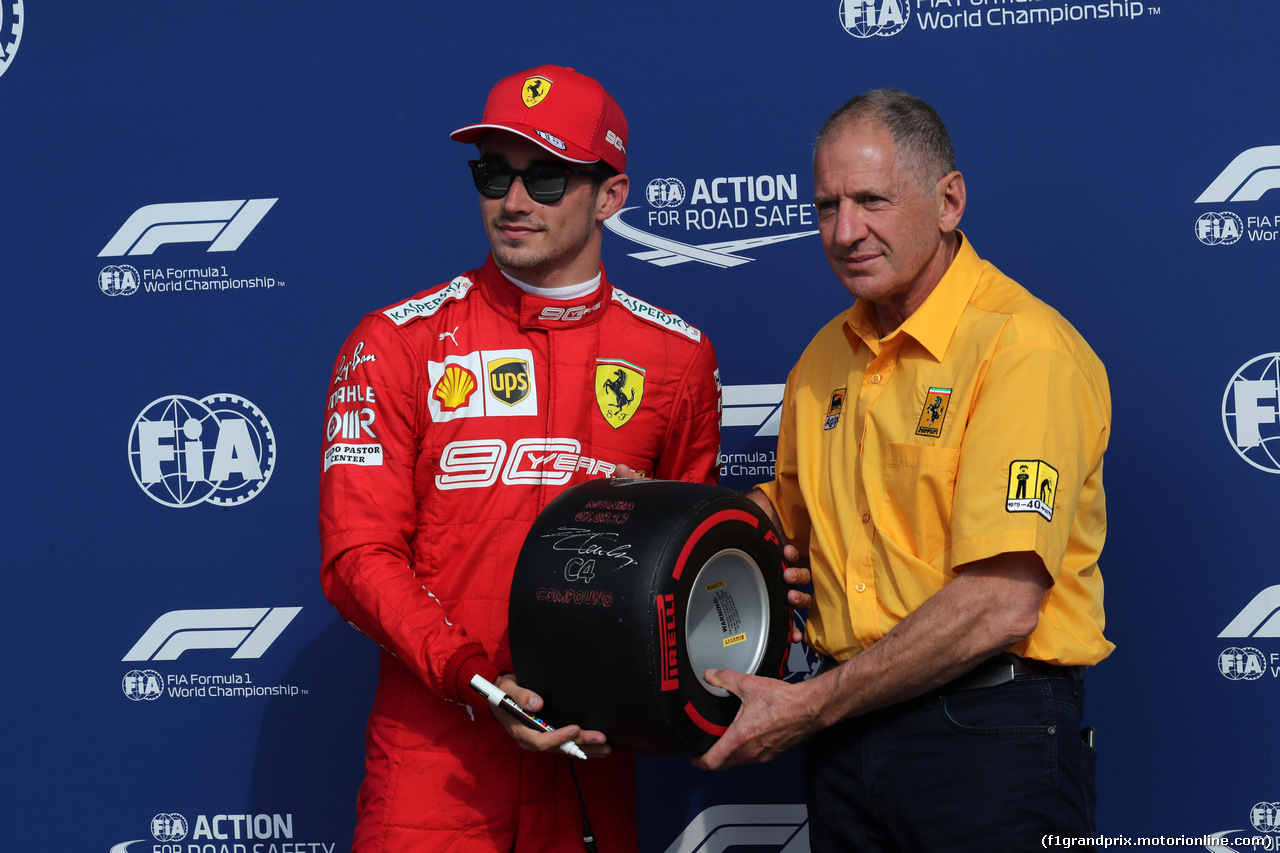 GP ITALIA, 07.09.2019 - Qualifiche, Charles Leclerc (MON) Ferrari SF90 pole position with Jody Scheckter (RSA)