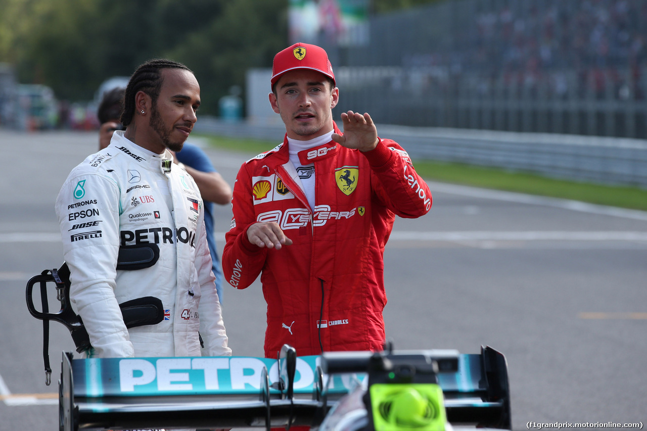 GP ITALIA, 07.09.2019 - Qualifiche, 2nd place Lewis Hamilton (GBR) Mercedes AMG F1 W10 e Charles Leclerc (MON) Ferrari SF90