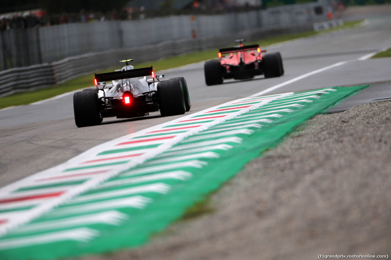 GP ITALIA, 06.09.2019 - Prove Libere 1, Valtteri Bottas (FIN) Mercedes AMG F1 W010 e Sebastian Vettel (GER) Ferrari SF90