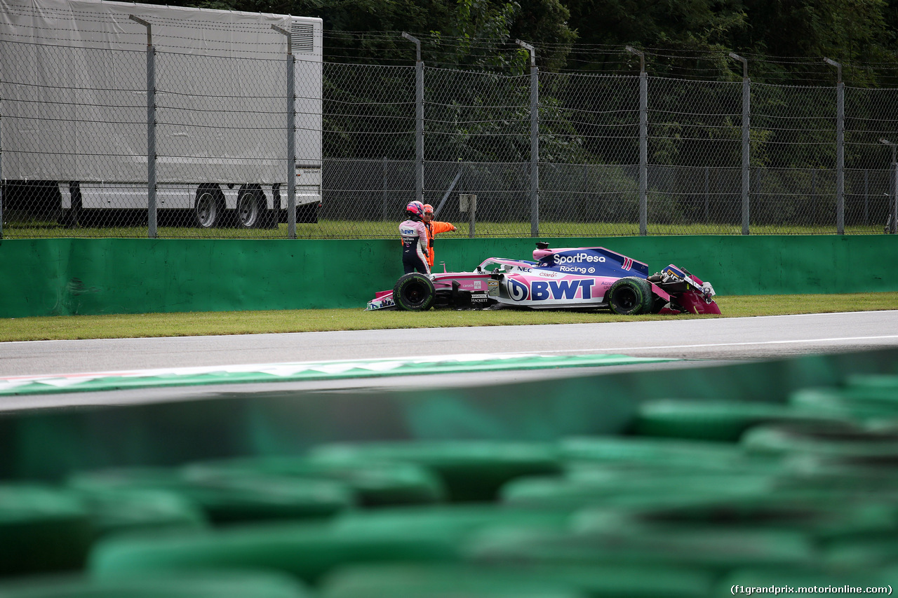 GP ITALIA, 06.09.2019 - Prove Libere 1, Crash, Sergio Perez (MEX) Racing Point F1 Team RP19