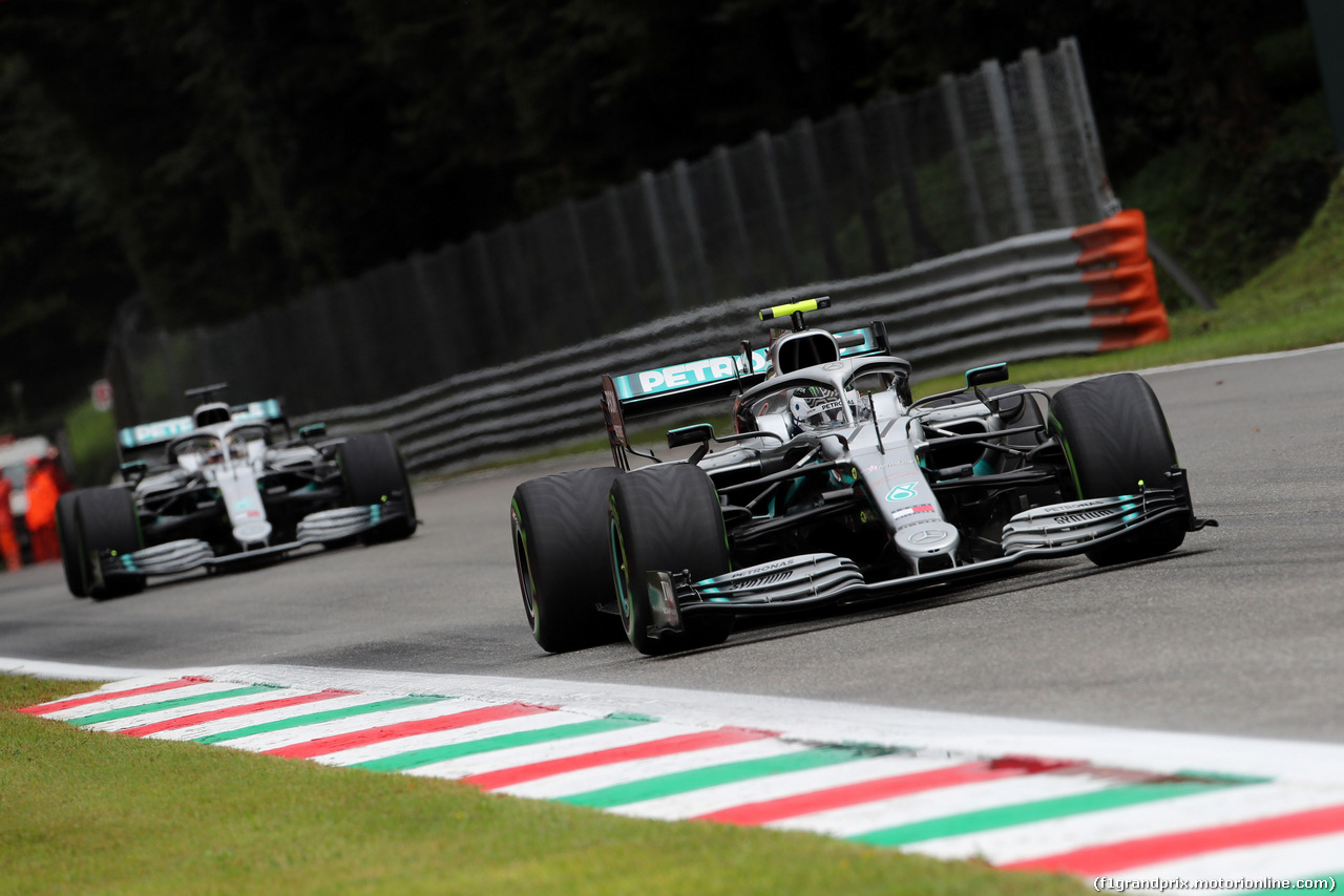 GP ITALIA, 06.09.2019 - Prove Libere 1, Valtteri Bottas (FIN) Mercedes AMG F1 W010 e Lewis Hamilton (GBR) Mercedes AMG F1 W10
