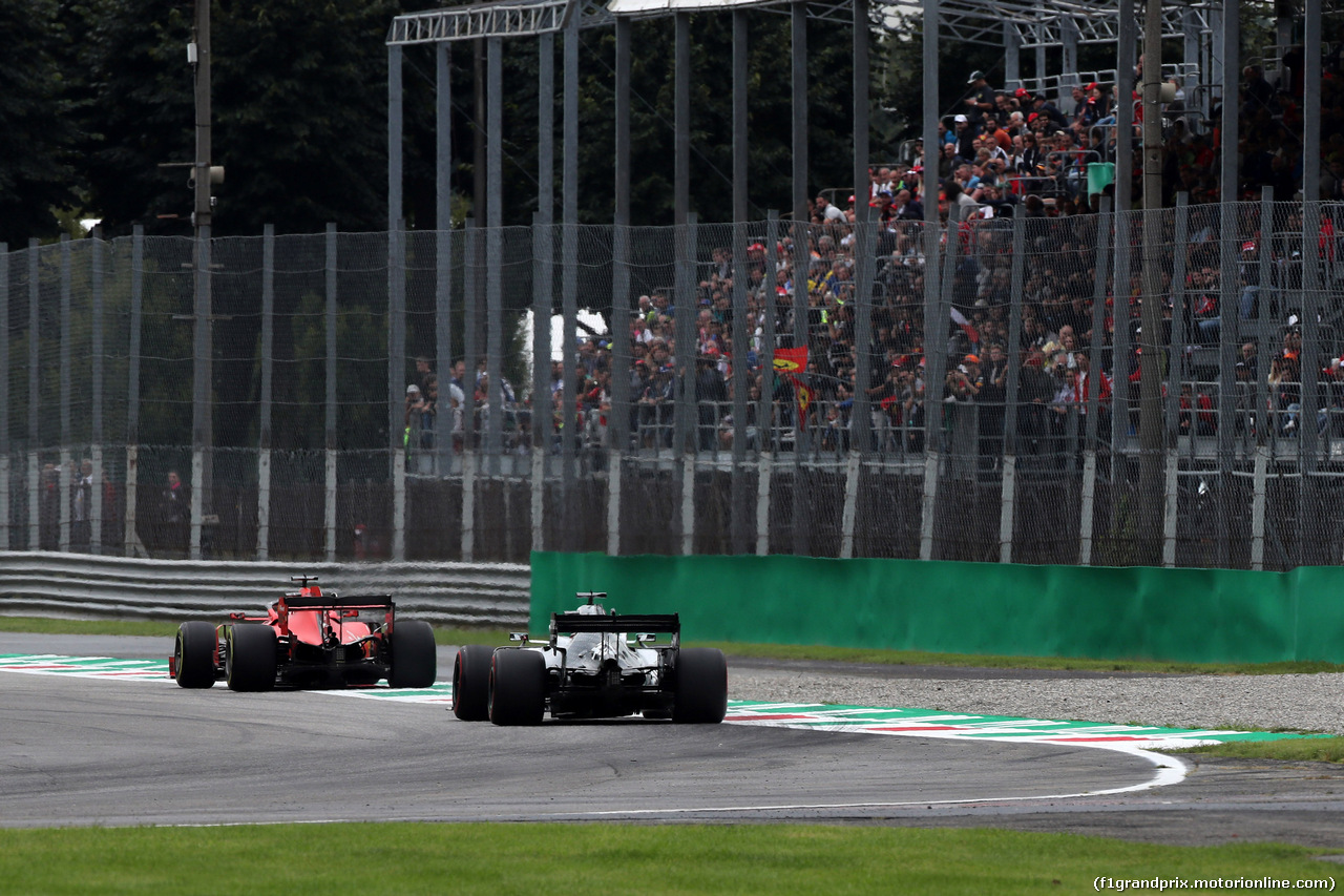 GP ITALIA, 06.09.2019 - Prove Libere 1, Sebastian Vettel (GER) Ferrari SF90 e Lewis Hamilton (GBR) Mercedes AMG F1 W10