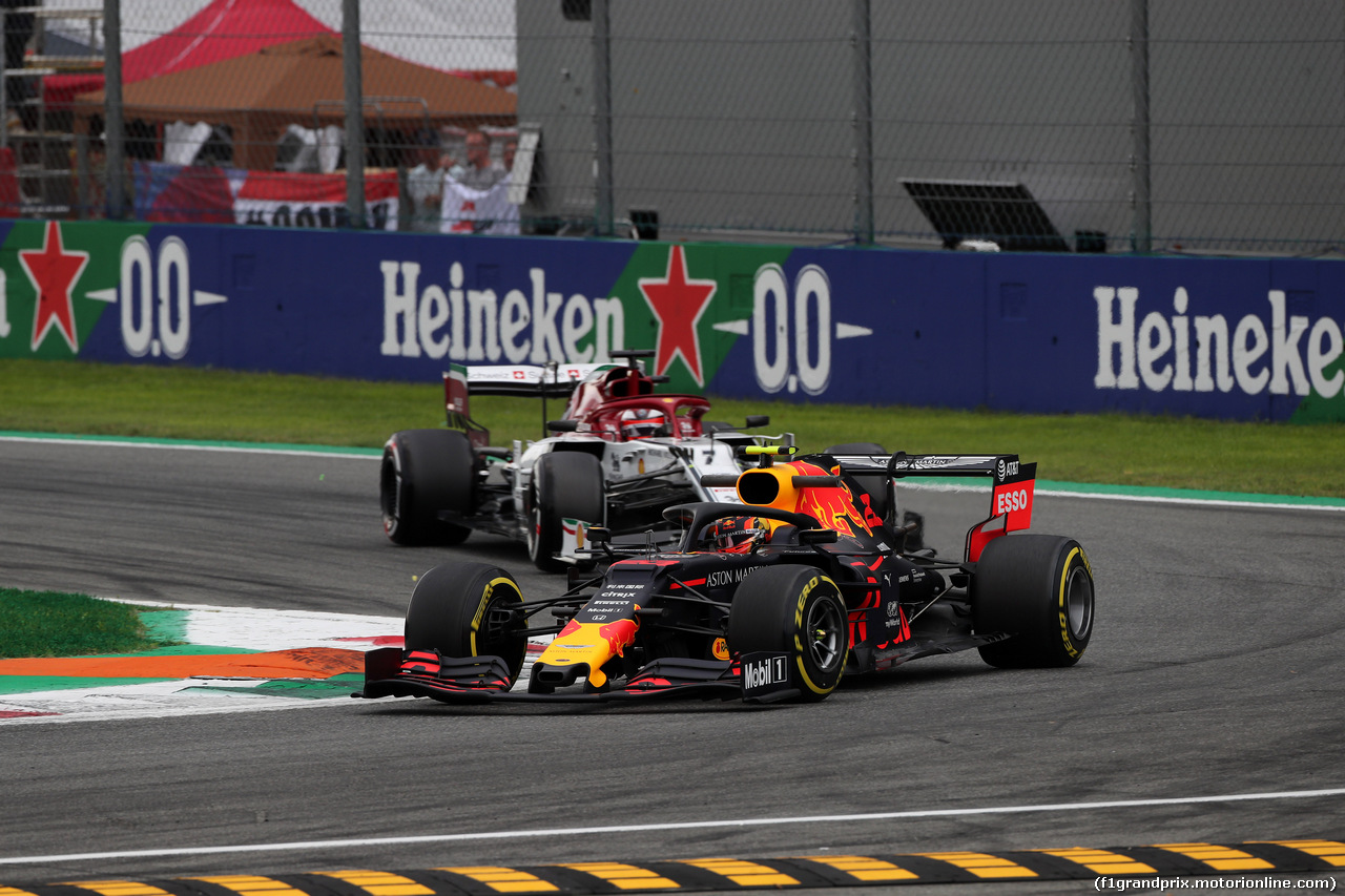 GP ITALIA, 06.09.2019 - Prove Libere 2, Alexander Albon (THA) Red Bull Racing RB15 e Kimi Raikkonen (FIN) Alfa Romeo Racing C38