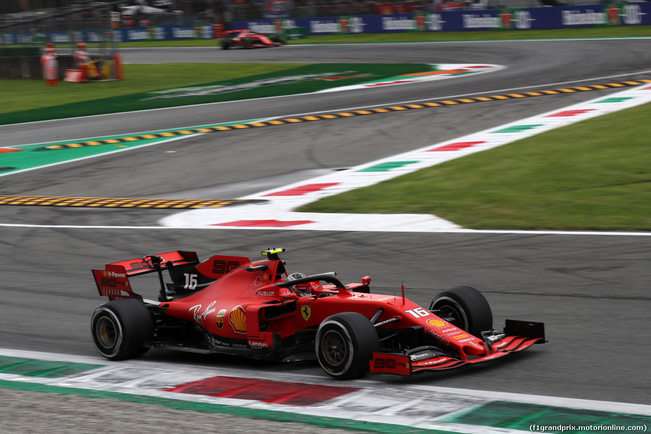 GP ITALIA, 06.09.2019 - Prove Libere 2, Charles Leclerc (MON) Ferrari SF90 davanti a Sebastian Vettel (GER) Ferrari SF90