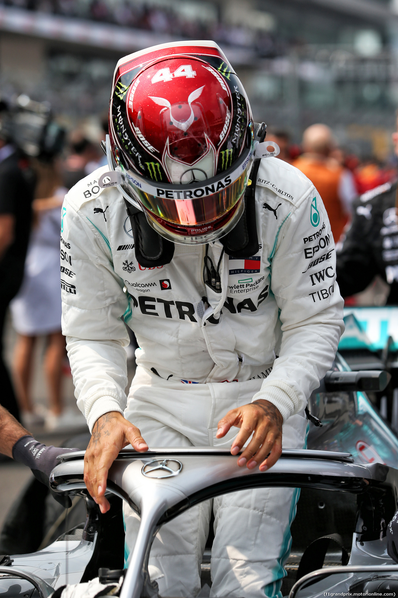 GP MESSICO, Lewis Hamilton (GBR) Mercedes AMG F1 W10 on the grid.
27.10.2019.