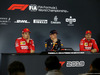 GP MESSICO, Qualifiche top three in the FIA Press Conference (L to R): Sebastian Vettel (GER) Ferrari, second; Max Verstappen (NLD) Red Bull Racing, pole position; Charles Leclerc (MON) Ferrari, third.
26.10.2019.