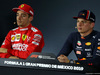 GP MESSICO, (L to R): Charles Leclerc (MON) Ferrari e Max Verstappen (NLD) Red Bull Racing in the post qualifying FIA Press Conference.
26.10.2019.