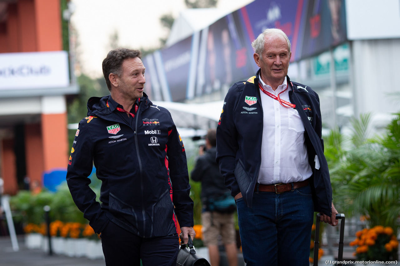 GP MESSICO, (L to R): Christian Horner (GBR) Red Bull Racing Team Principal with Dr Helmut Marko (AUT) Red Bull Motorsport Consultant.
25.10.2019.