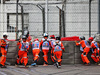 GP MESSICO, Marshals repair the barrier in the first practice session.
25.10.2019.