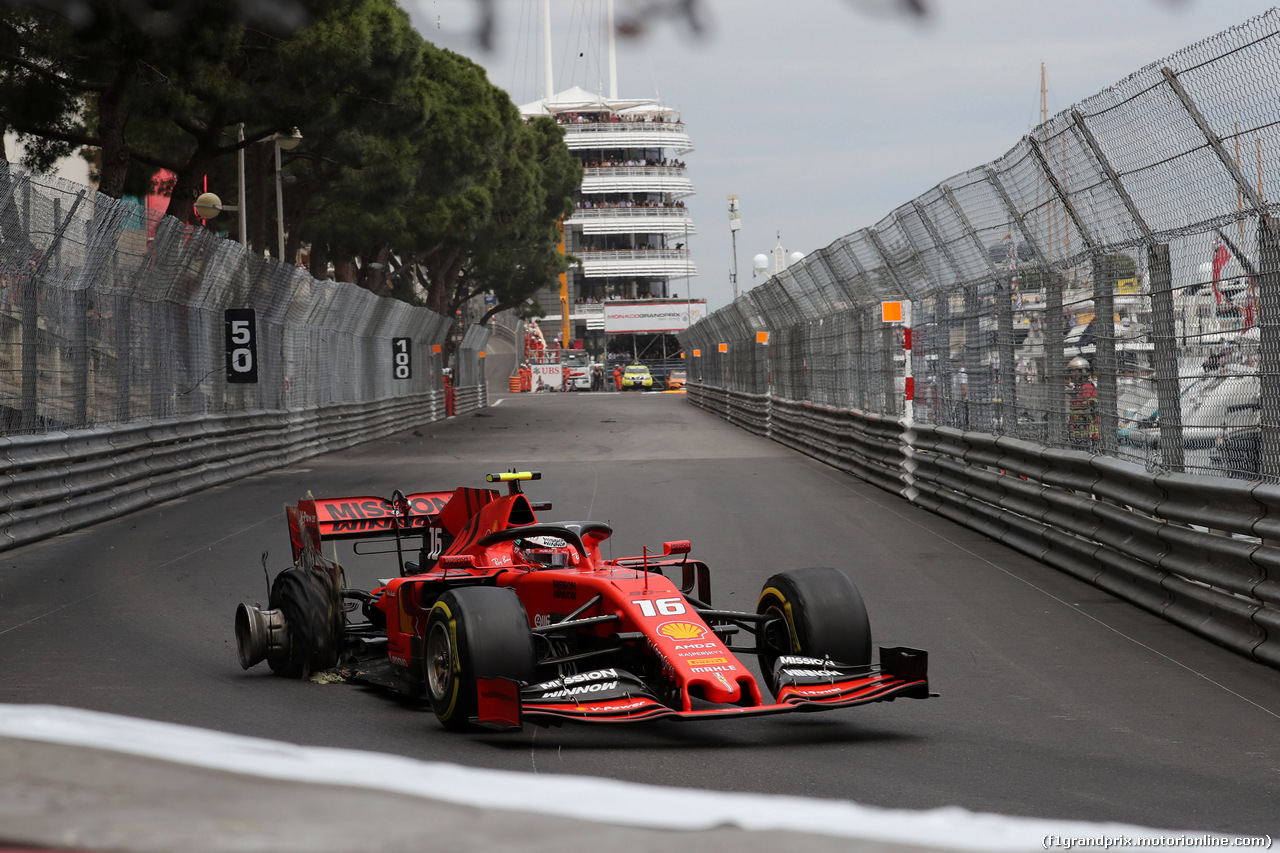 GP MONACO, 26.05.2019 - Gara, Charles Leclerc (MON) Ferrari SF90 with a puncture
