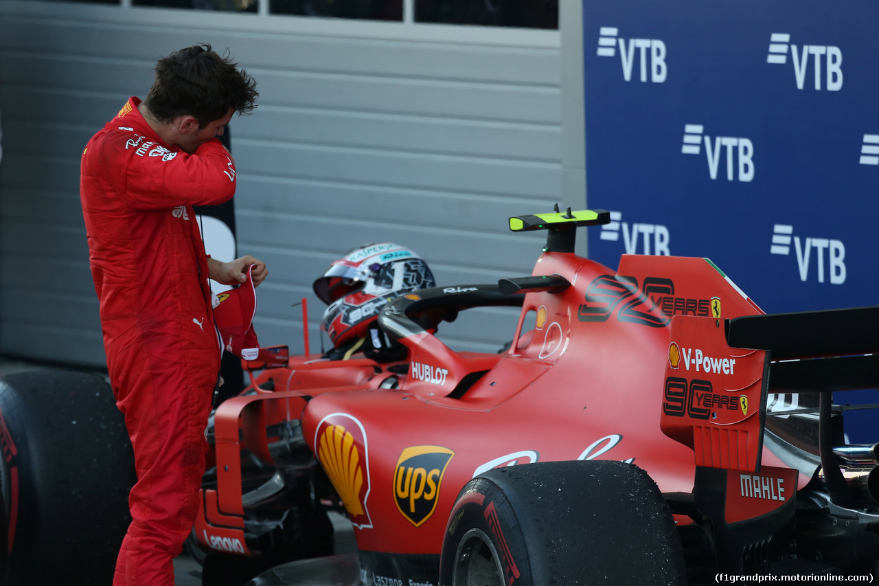 GP RUSSIA, 29.09.2019- Festeggiamenti in parc fermee,  3rd place Charles Leclerc (MON) Ferrari SF90