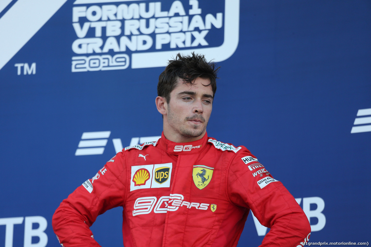 GP RUSSIA, 29.09.2019- Podium, 3rd place Charles Leclerc (MON) Ferrari SF90