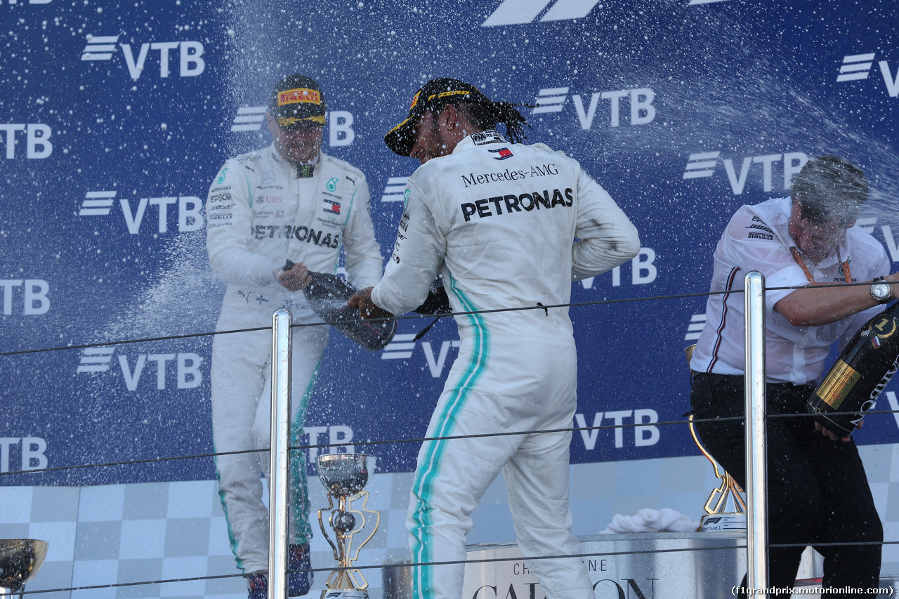 GP RUSSIA, 29.09.2019- Podium, winner Lewis Hamilton (GBR) Mercedes AMG F1 W10 EQ Power, 2nd place Valtteri Bottas (FIN) Mercedes AMG F1 W10 EQ Power