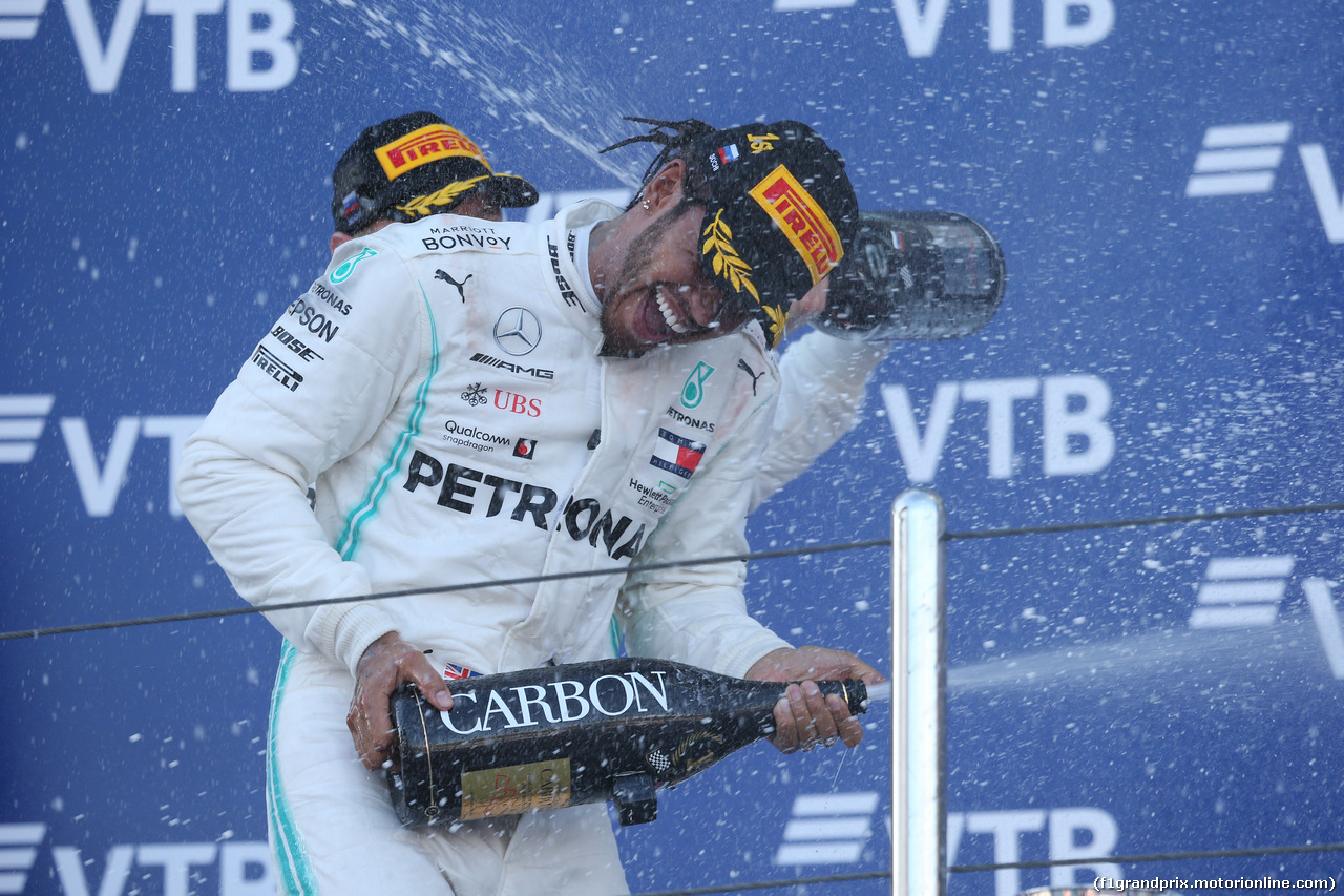 GP RUSSIA, 29.09.2019- Podium, winner Lewis Hamilton (GBR) Mercedes AMG F1 W10 EQ Power, 2nd place Valtteri Bottas (FIN) Mercedes AMG F1 W10 EQ Power