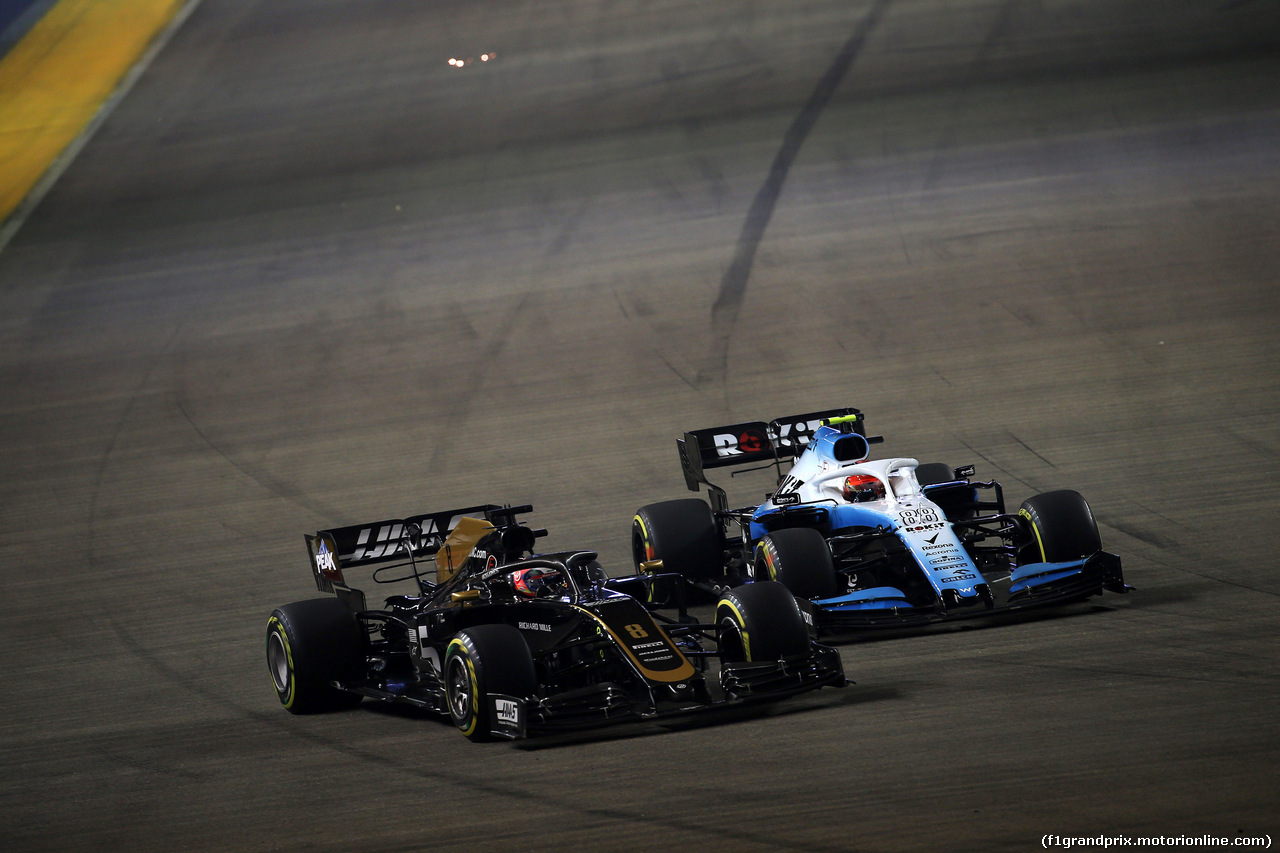 GP SINGAPORE, 22.09.2019 - Gara, Romain Grosjean (FRA) Haas F1 Team VF-19 e Robert Kubica (POL) Williams Racing FW42