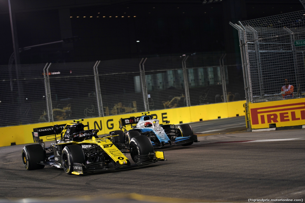 GP SINGAPORE, 22.09.2019 - Gara, Nico Hulkenberg (GER) Renault Sport F1 Team RS19 e Robert Kubica (POL) Williams Racing FW42