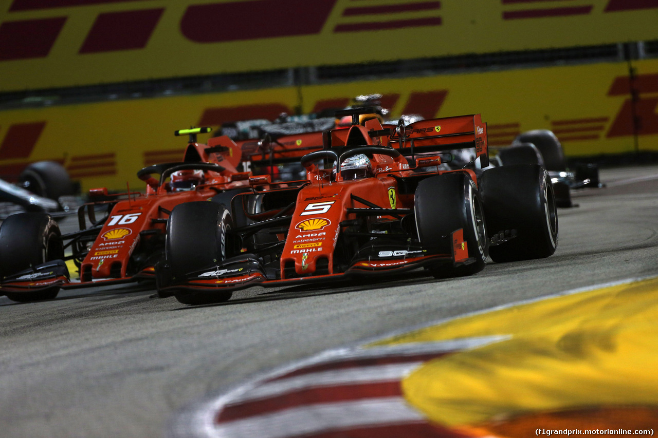GP SINGAPORE, 22.09.2019 - Gara, Charles Leclerc (MON) Ferrari SF90 e Sebastian Vettel (GER) Ferrari SF90