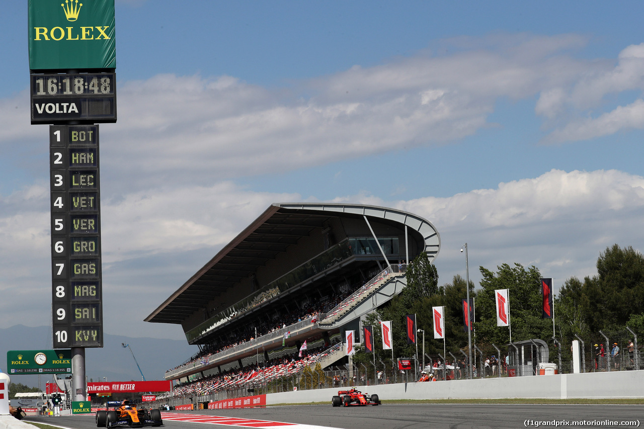 GP SPAGNA, 10.05.2019 - Prove Libere 2, Carlos Sainz Jr (ESP) Mclaren F1 Team MCL34 e Charles Leclerc (MON) Ferrari SF90