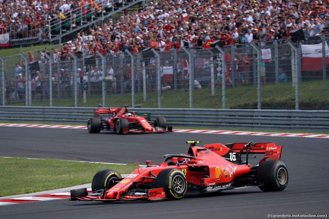 GP UNGHERIA, 04.08.2019 - Gara, Charles Leclerc (MON) Ferrari SF90 davanti a Sebastian Vettel (GER) Ferrari SF90
