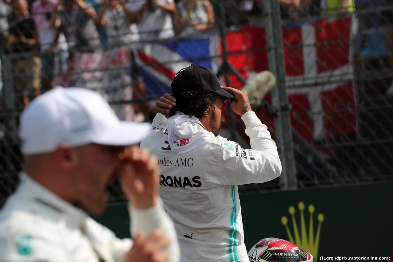 GP UNGHERIA, 03.08.2019 - Qualifiche, 2nd place Valtteri Bottas (FIN) Mercedes AMG F1 W010 e 3rd place Lewis Hamilton (GBR) Mercedes AMG F1 W10