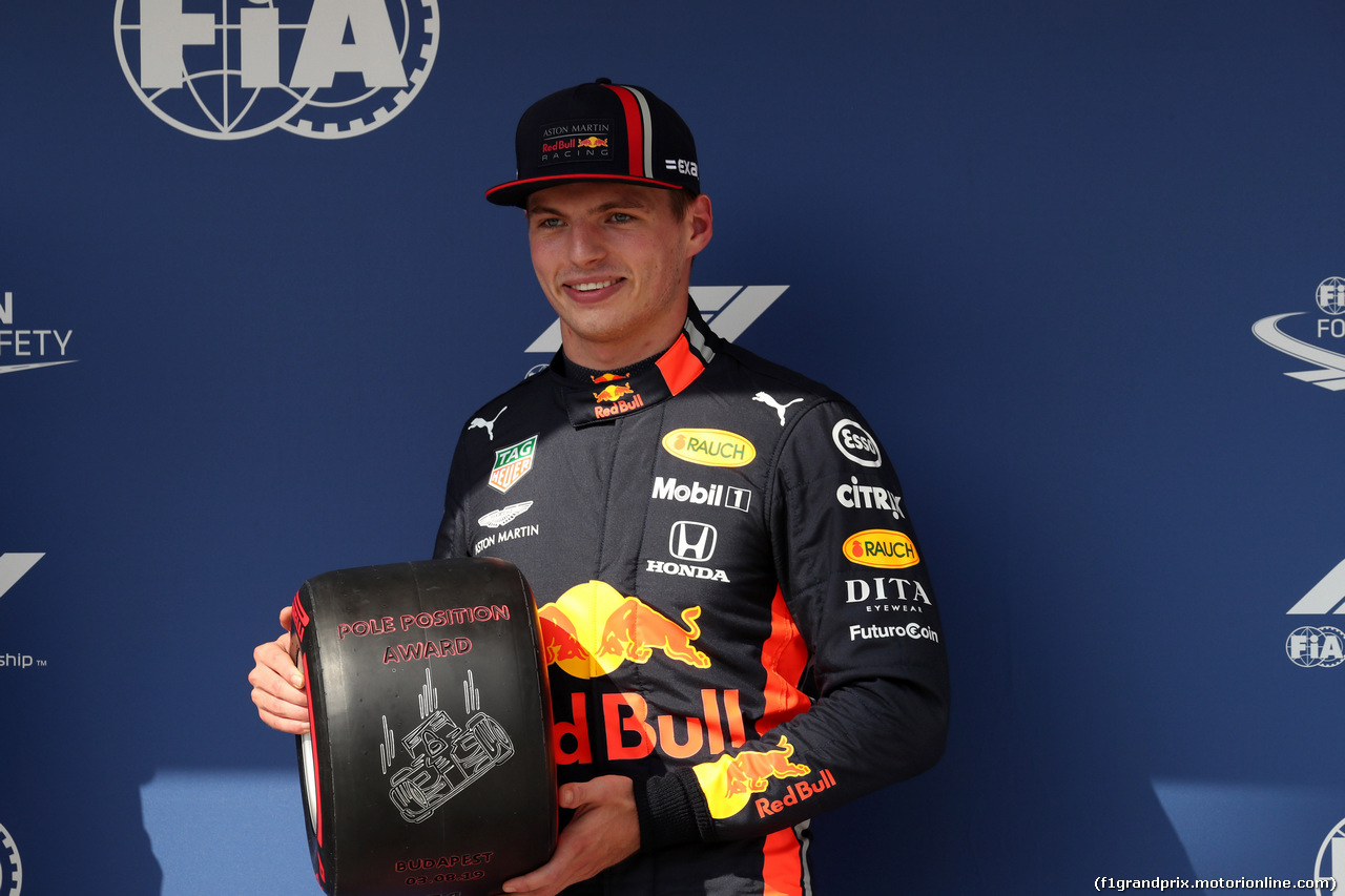 GP UNGHERIA, 03.08.2019 - Qualifiche, Max Verstappen (NED) Red Bull Racing RB15 pole position