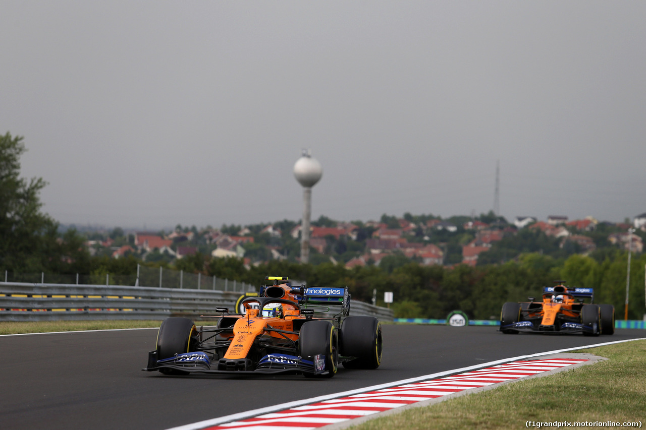 GP UNGHERIA, 02.08.2019 - Prove Libere 1, Lando Norris (GBR) Mclaren F1 Team MCL34 e Carlos Sainz Jr (ESP) Mclaren F1 Team MCL34