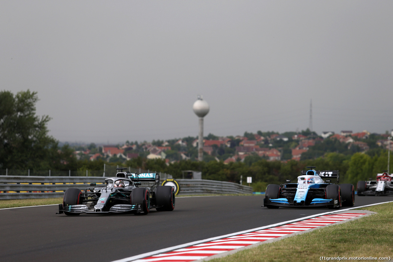 GP UNGHERIA, 02.08.2019 - Prove Libere 1, Lewis Hamilton (GBR) Mercedes AMG F1 W10 e George Russell (GBR) Williams Racing FW42