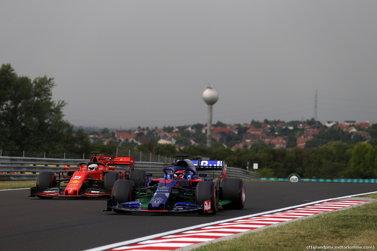 GP UNGHERIA, 02.08.2019 - Prove Libere 1, Sebastian Vettel (GER) Ferrari SF90 e Daniil Kvyat (RUS) Scuderia Toro Rosso STR14